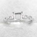 Sterling Silver 5*5mm Semi Mount Ring Square Shape Empty Frame Blank Claws Setting S925 Base Without Center Stone for Inlay DIY