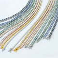 925 Silver Necklace Rhodium Plated Round Brilliant Cut Black Champagne Royal Blue Original Color Moissanite Tennis Link Chain