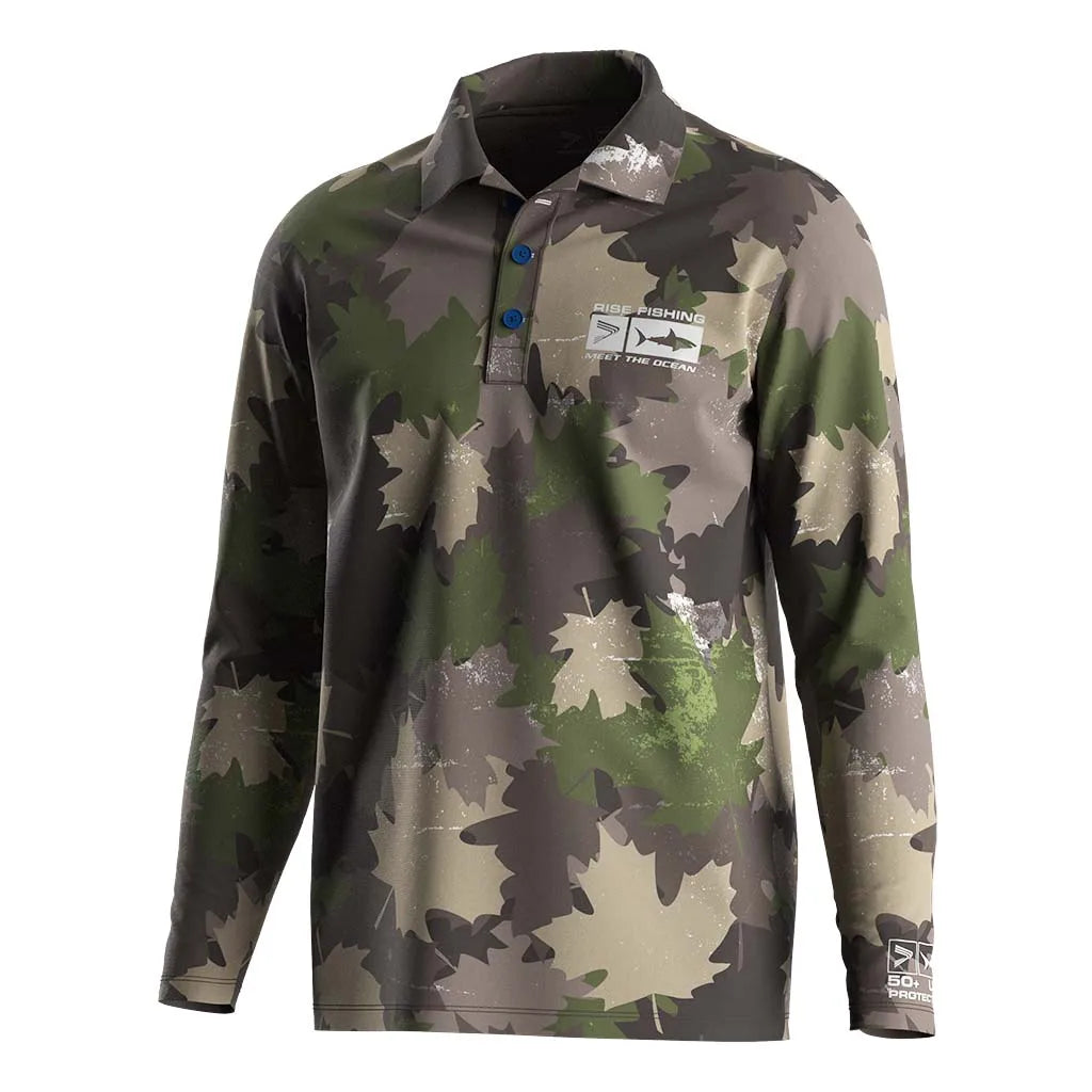 Men's Fishing Shirt Long Sleeve Tactical Shirts UPF 50+ Camo Pattern Shirt Fishing Polo
