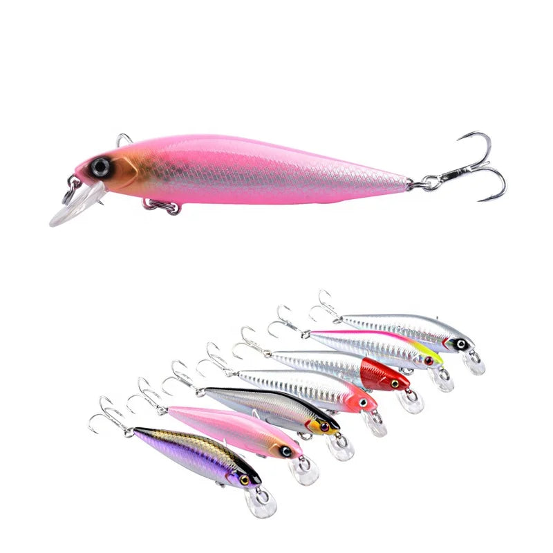 MISTER LURE 5g 8g Fishing Plastic Minnow 3D Lure with Hook Freshwater Sinking Fishing Lure