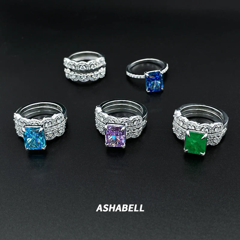 Light Women Vintage High Feeling Detachable Ring Celebrity Temperament Emerald Zirconia Luxury Sterling Silver Jewelry Trendy