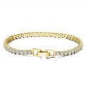 Fine Jewelry Hiphop 925 Sterling Silver Iced Out Cubic Zircon 2 3 4mm 14K Gold Plated Tennis Chain Adjustable Bracelet for Women