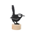 Creative Small Black Metal Bird Note Holder with Wooden Base Message Paper Decoration for Office Desk Home Elegant Table Decor