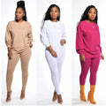 10%OFF Color Fall Women's Two Piece Neon Casual Outfit Cotton 2 Piece Set Sweatshirt Jogger Pants Suit Tracksuit Matching Set