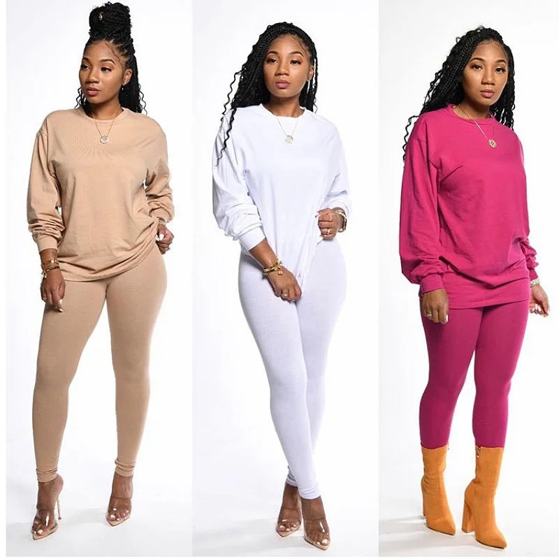 10%OFF Color Fall Women's Two Piece Neon Casual Outfit Cotton 2 Piece Set Sweatshirt Jogger Pants Suit Tracksuit Matching Set