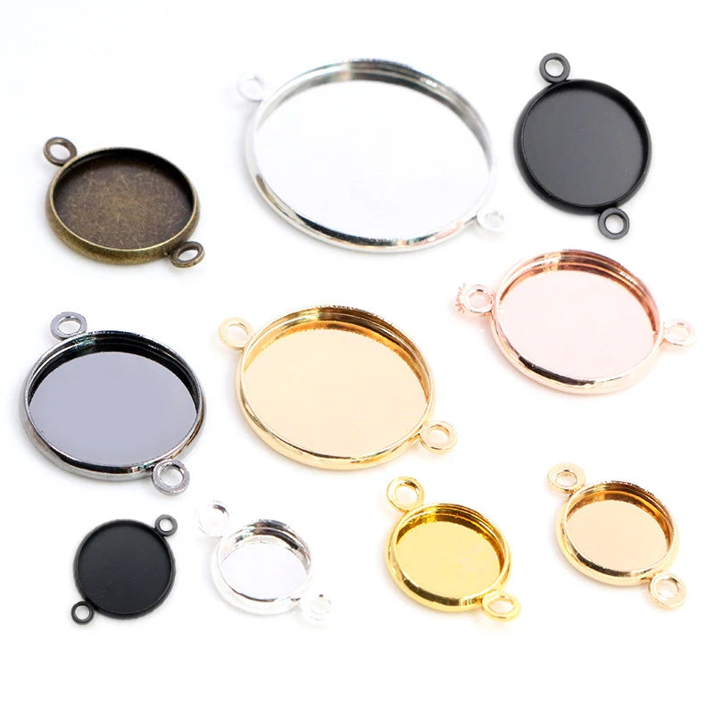 8-25mm Cabochon Base Tray Bezels Blank Gold Bracelet Setting Supplies for DIY Necklace Jewelry Making Findings Accessories