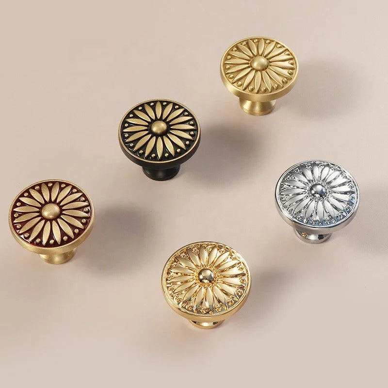 Hot Sale Gold Silver Chrome Black Coffee Round Brass Knobs Cabinet Handle Drawer Pull