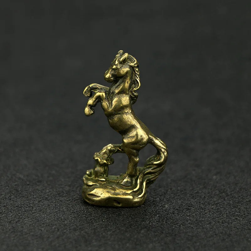Antique Brass CA380-3 Small Ornaments Pure Copper Zodiac Success Horse Desk Ornaments Crafts