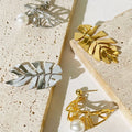 Vintage Wind Asymmetrical Coconut Leaf Sailing Earrings for Women Niche Design Brass Gold Plating Earrings