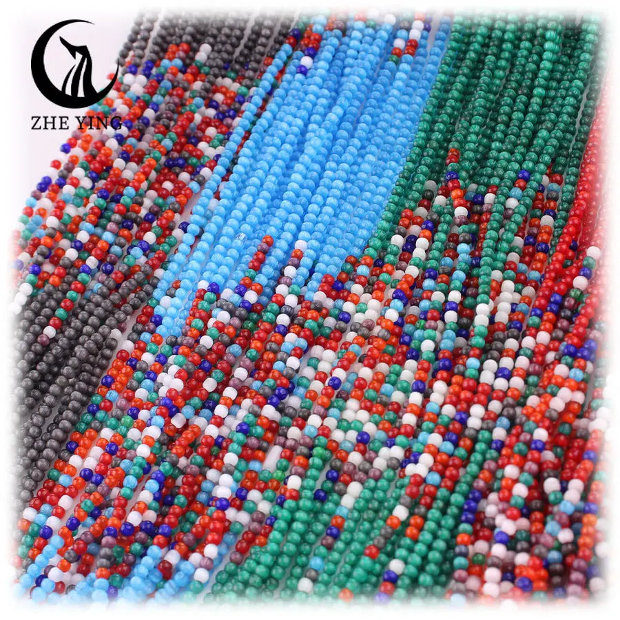 Zhe Ying Wholesale 2mm Round Smooyh Hydro Cats Eye Crystal Beads Beads Opaque Glass Crystal Beads for Jewelry Making