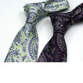 Wholesale Custom High Grade Ties Men Light Green Purple Cashew Business Paisley Neckties for Men