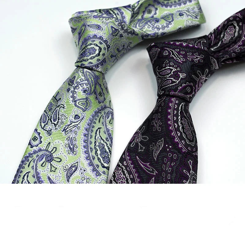 Wholesale Custom High Grade Ties Men Light Green Purple Cashew Business Paisley Neckties for Men
