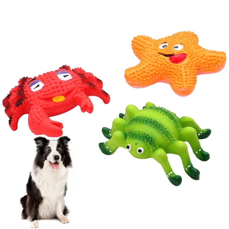 Fun Latex Dog Toy Amusing Latex Squeaky Spiders Gnawing Teeth Grinding Toy Pet Dogs Latex Dog Toy