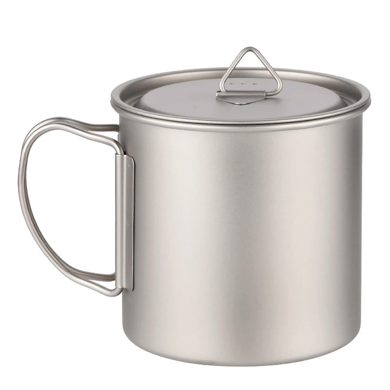 Outdoor Camping Mug Titanium Pot Mug Bowl Lightweight Camping Equipment 650ml Water Cup
