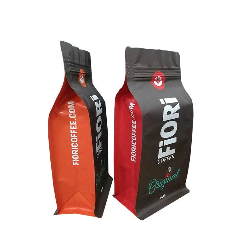 Custom Printed Stand Laminated Tea Coffee Flat Bottom Ziplock Reusable MOPP+White PE Flexible Packaging Coffee Bags Pouch Custom