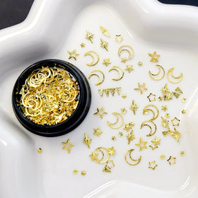 Metal Rivets Nail Studs Mixed Heart Moon Star Gold Jewelry 3D DIY Tips Nail Art Decorations Manicure Accessories