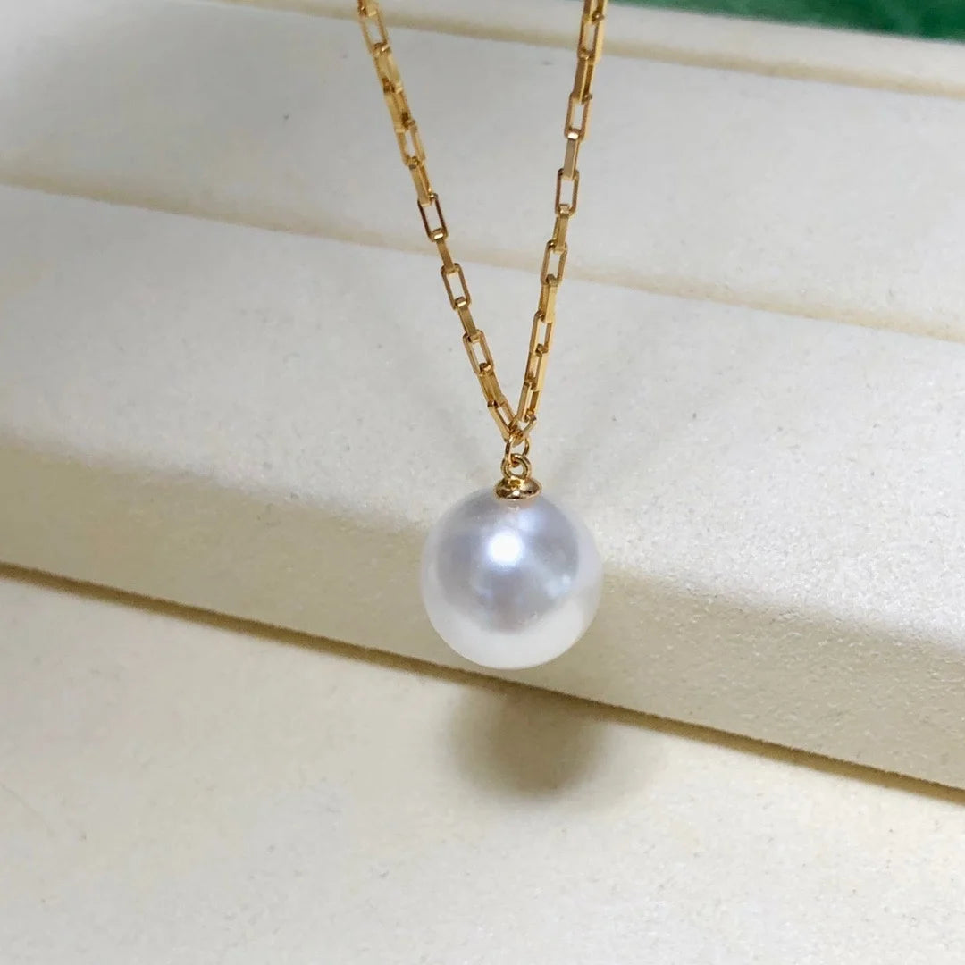 N44411-12mm DIY Natural  Freshwater Pearl Charm Pendant Necklace Chain Accessory 925 Sterling Silver Jewelry for Women
