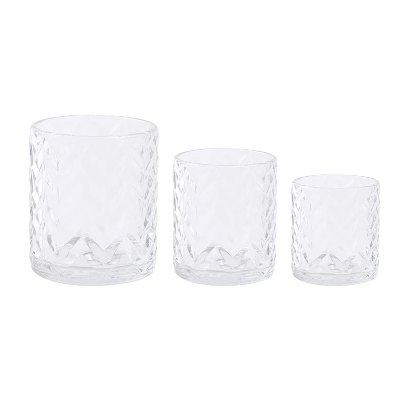 Wholesale Clear Round Engrave Glass Candle Jar