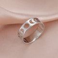 Full Crescent Moon Rings for Women Moon Phase Stainless Steel Rings for Couple Birthday Gifts Fashion Wedding Jewelry