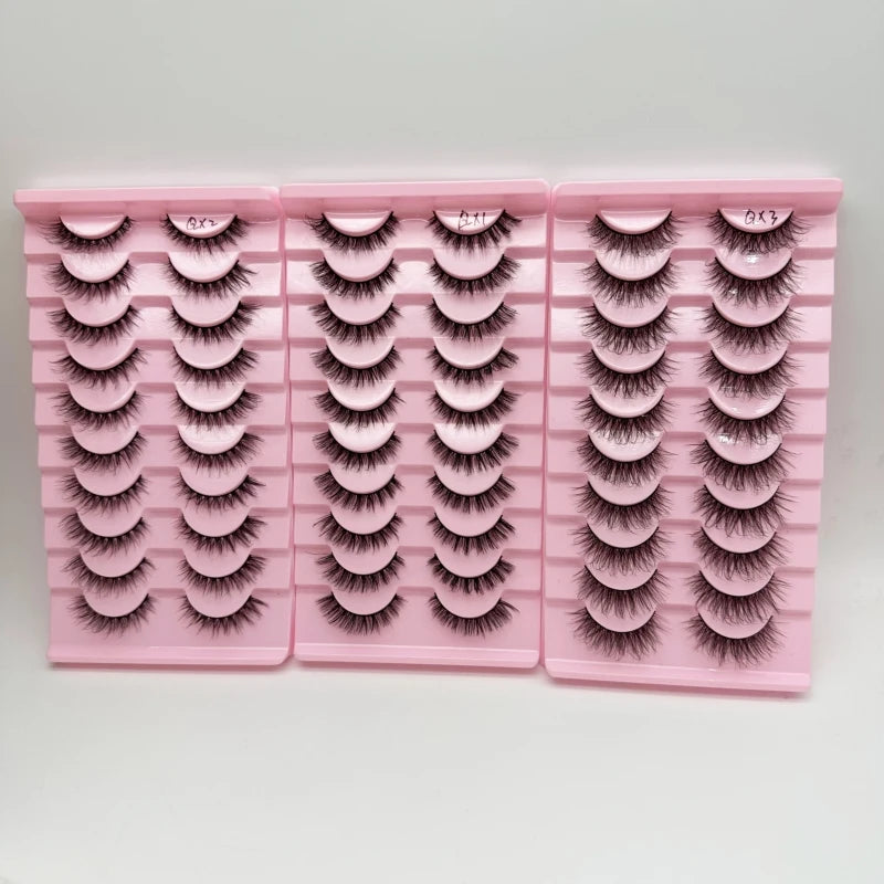 10 Pairs Fluffy CC Curl Russian Strip Lashes Dramatic Cat Eye False Eyelashes Volume Makeup Long Lasting Comfortable Wear
