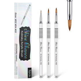 Factory Wholesale Gradient Silver Color Metal Handle Kolinsky Hair Multi-Function 3D Art Nail Brush Set for Nail Art Gel