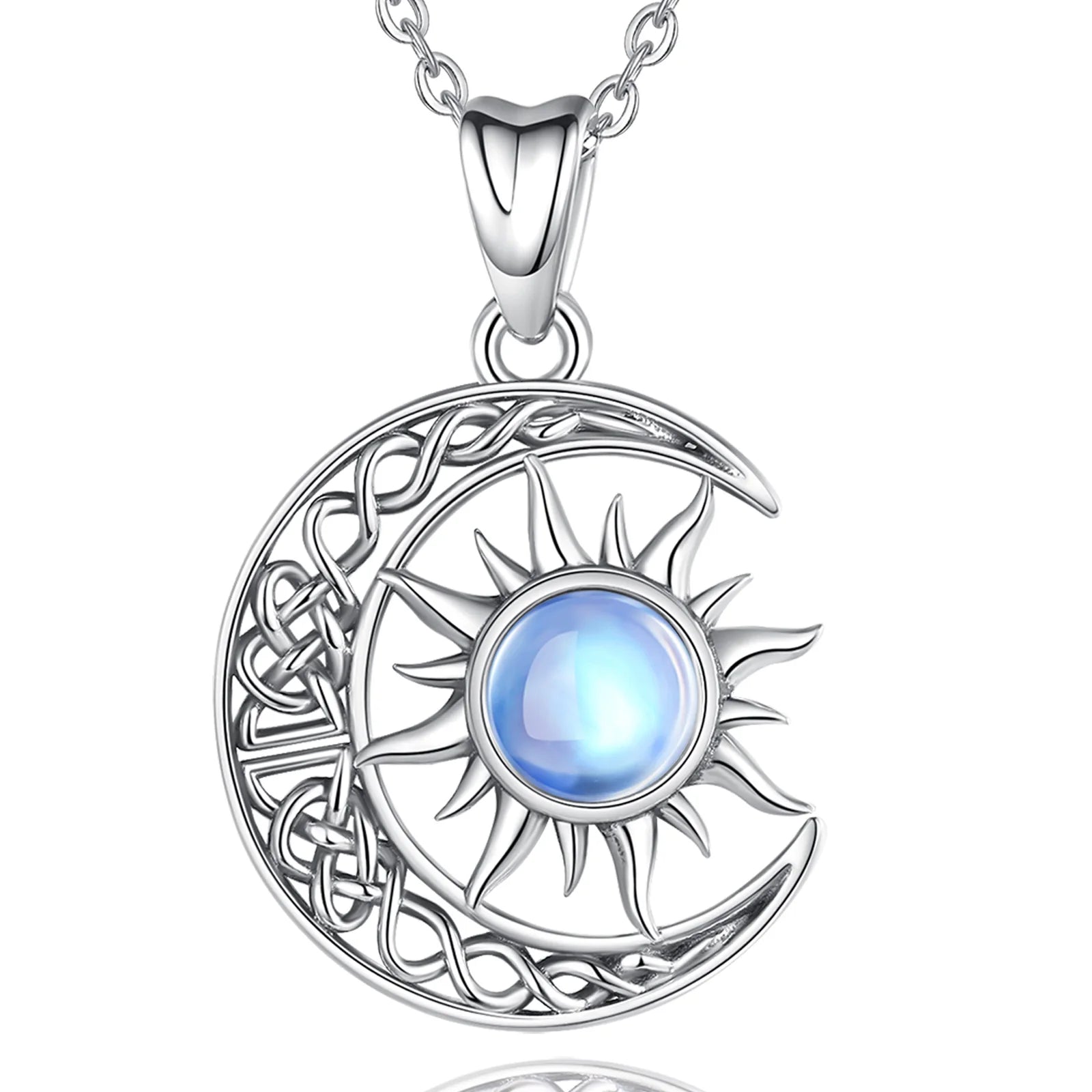 Merryshine Women's Trendy Link Chain Witchy Moonstone Sun Moon Friendship Pendant Necklace