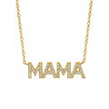 925 Sterling Silver MAMA Zirconia Pave Pendant Necklace Dainty Chain Silver Fashion Jewelry Gift for Mother