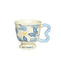 Wholesale Ins Ceramic Mug Handmade Irregular 10oz Customised Coffee Cup and Saucer Afternoon Tea Retro Stoneware Mug Ceramic Cup