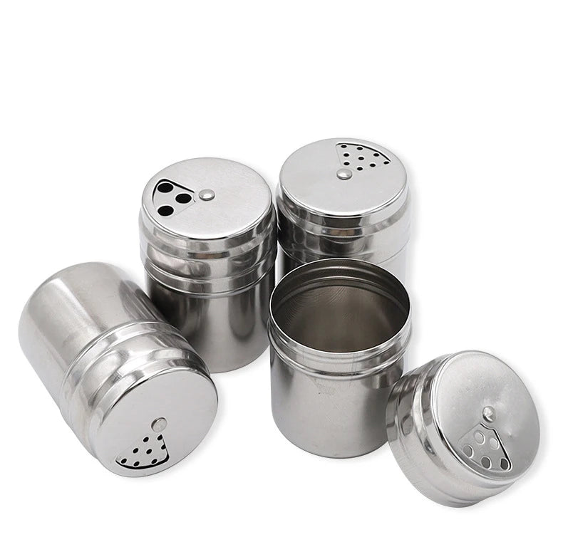 BBQ Salt Pepper Condiment Box With Holes Stainless Steel Seasoning Spice Shaker Storage Bottle