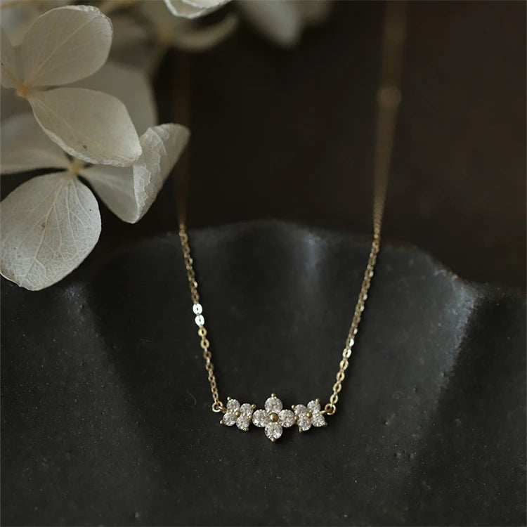 Korean Style Trendy Girls Gifts Sterling Silver Clover Charm Necklace