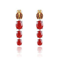 C8300 Abiding Natural Three Red Agate Stone 925 Sterling Silver Ladybug Animal Jewelry Drop Earrings for Women