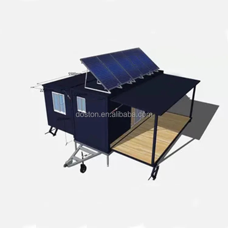 40ft Expandable Folding Houses with Solar 2-Wing Foldable Flat Pack 20ft Modular Prefab House on Wheels for School & Bedroom Use
