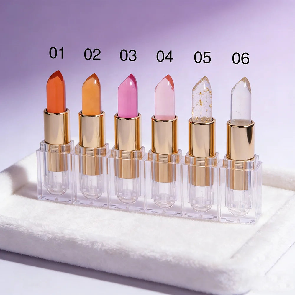 Color-Changing Crystal Flower Lipstick Nutritious Moisturizer Temperature Lip Stain Sunscreen Stick Clear Jelly Texture