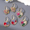 Garden Style Geometric Earrings Heart Butterfly Dried Hoop Flower Earrings Transparent Eternal Flower Earrings for Women Girls