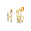 LOZRUNVE Luxury Jewelry Manufacturer Customized Bezel Baguette Double Stick Bar Stud Earring Sterling Silver 925
