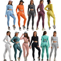 11 Color 2Pcs Breathable Spandex/Nylon Yoga Suit Sets Women Long Sleeve Seamless Leggings for Gym Fitness Push Ups Training