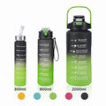 Factory Wholesale Custom 0.3L 0.8L 2L Termos Gradient Gym 3 in 1 Plastic Water Bottle with Time Marker Stickers Set