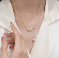 N426 8-9mm DIY Natural  Freshwater Pearl Charm Pendant Necklace Chain Accessory 925 Sterling Silver Jewelry for Women
