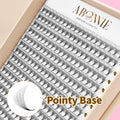 Abonnie Pointy Thin Base Narrow Premade Volume Fans Matte Black Long Stem Pre Made Lash Fans 10D Premade Lash Fans Trays