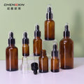 Luxury 30ml Brown Glass Screen Printed Essential Oil Bottle Light-Proof Screw Cap Tea Dropper Dust Cover Skin Care Serums Stock