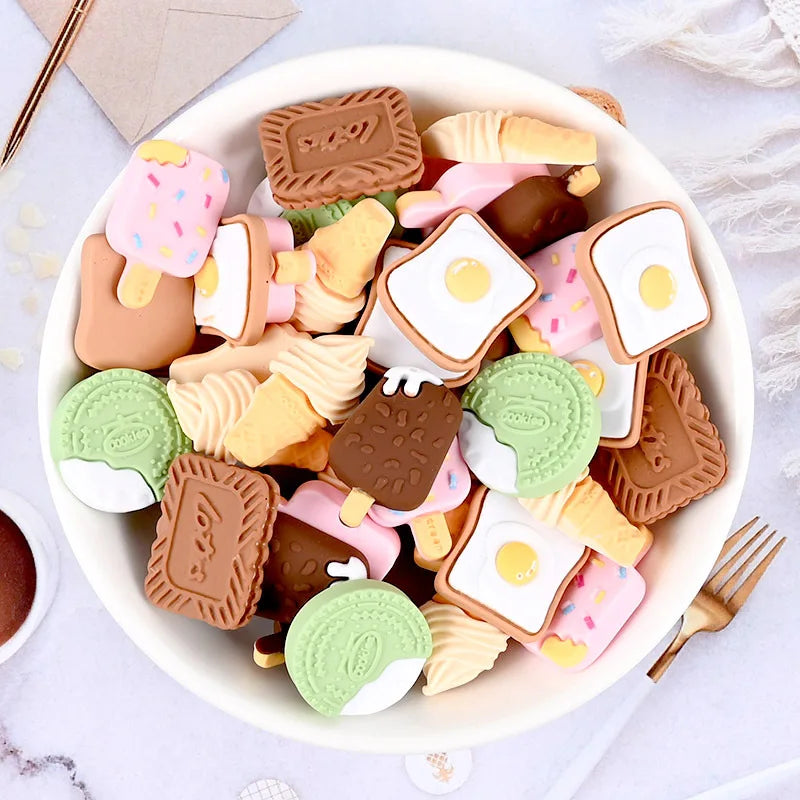 Hengxin Ice Cream Toast Cookies Biscuit Resin Charms Cabochons for Slime Handmade DIY  Mobile Phone Hair Clips Crafts Decoration