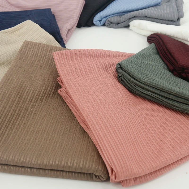 New Fashion Custom Logo Cotton Hijab Ribbed Jersey Scarf Muslim Plain Crumple Wrap Scarves Hijab