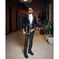 New Design Black Velvet Male Suits With Belt 2 Pieces Formal Groom Travel Wear Jacket+Pants Costume Homme Men Suits