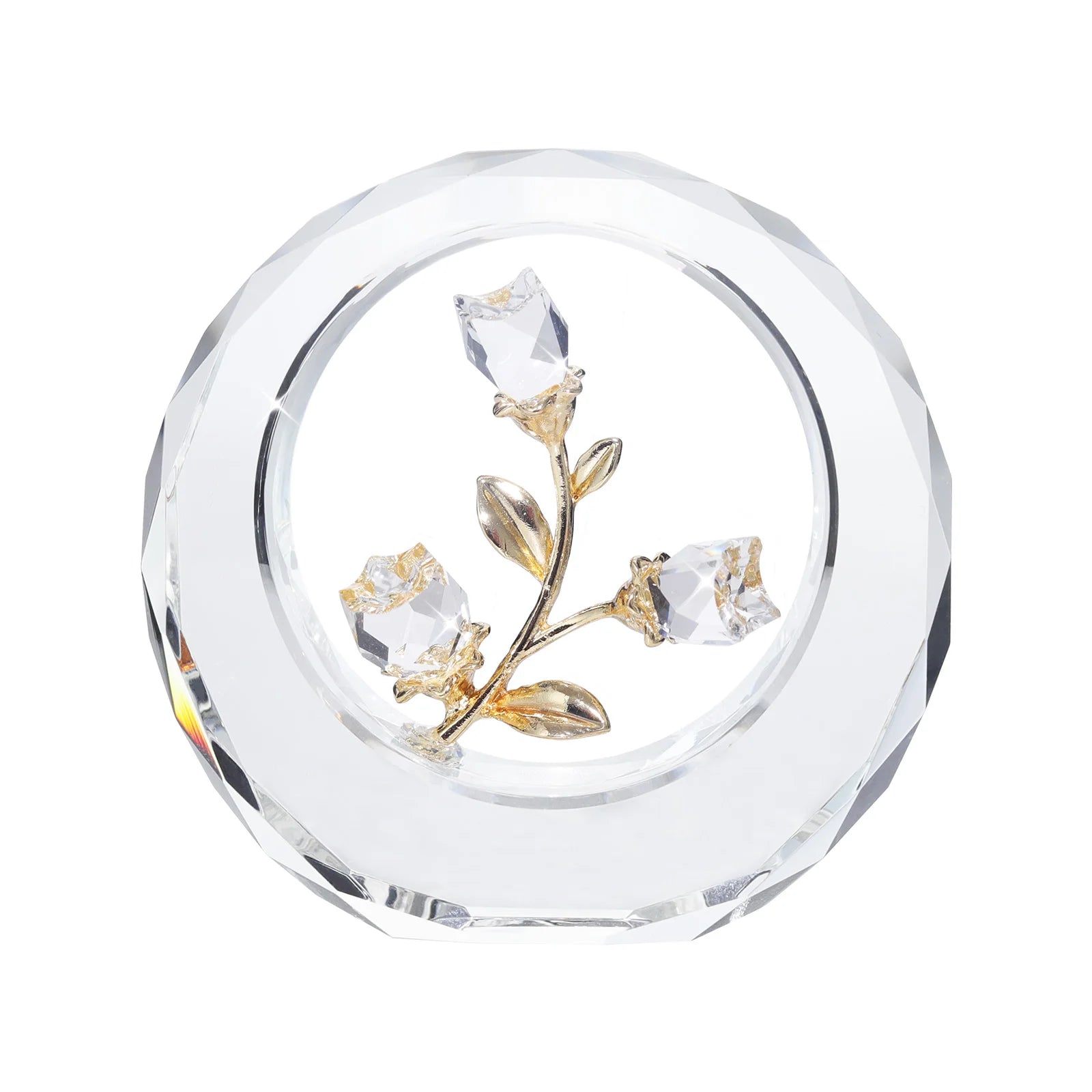 Clear Crystal  Rose Flower  Paperweight Wedding Crystal Crafts Valentine's Day Gift