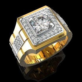 Fashion New European and American Style Diamond Rings Luxury Watch Chain Copper Rings for Men