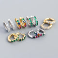 Fashion NEW Europe and America 925 Sterling Silver Big Heavy Round Hoop rainbow White Cz Stone Hoop Earring for Women
