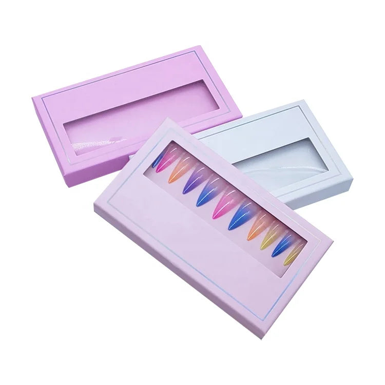 Luxury Empty Nail Packaging Box Custom Logo Brand Design Press-On Nails Matt Lamination Embossing for False Face Cream Eye Cream