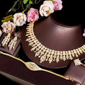 Latest Design Luxury Dubai Gold Jewelry Set Italian Brazilian Bridal Cubic Zirconia Necklace Accessories for Women Wedding Party