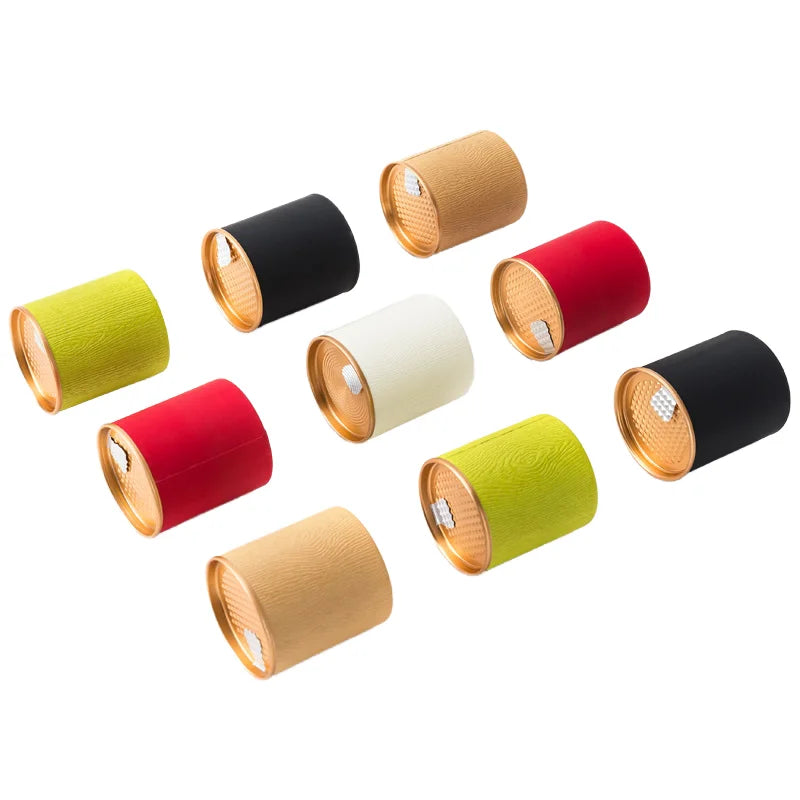 Wholesale Printed Tea Coffee Paper Cylinder Packaging Box Food Recycled Materials Handmade Paper Food Paper Tubes