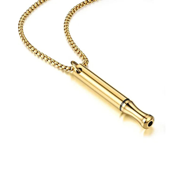 DAIHE Custom Stainless Anxiety Relief Meditation Whistle Breathe Pendant Breathing Necklace for Anxiety
